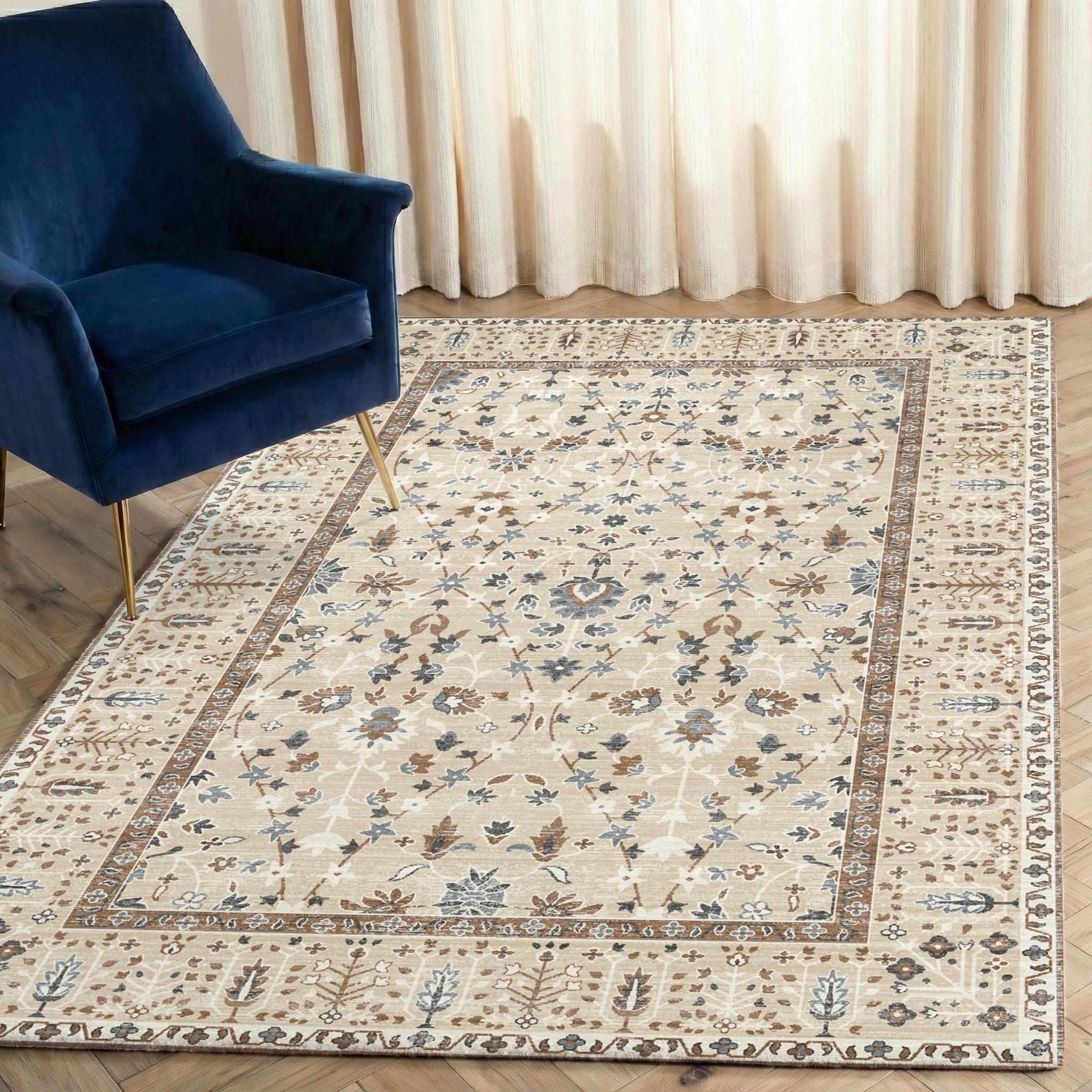 Vintage Sytle Rug, Persian look Carpet Washable Area Rug, Farmhouse home Decor 48x72 Inch
