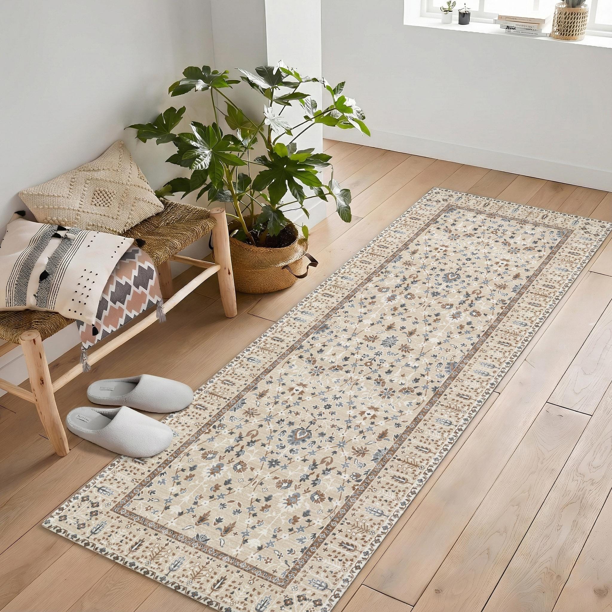 Vintage Sytle Rug, Persian look Carpet Washable Area Rug, Farmhouse home Decor 48x72 Inch
