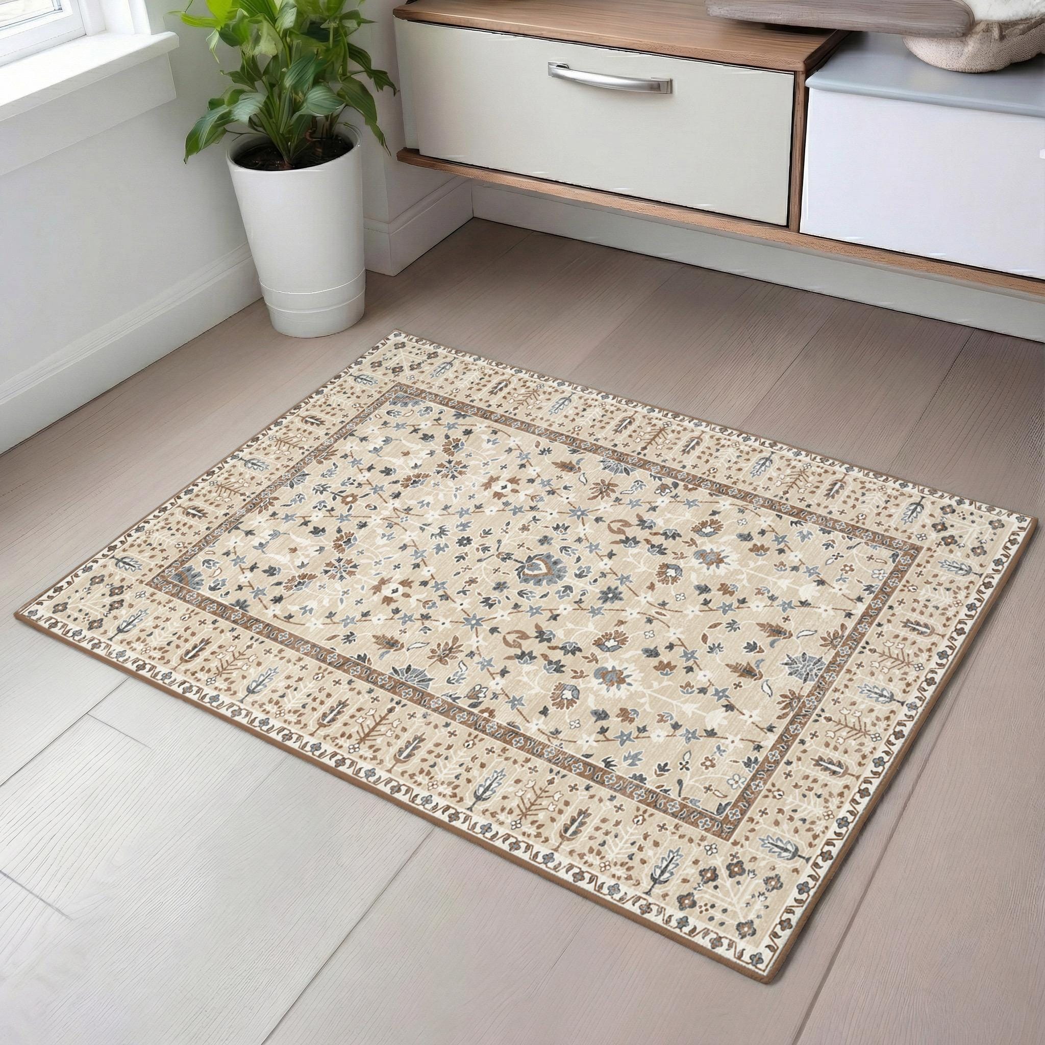 Vintage Sytle Rug, Persian look Carpet Washable Area Rug, Farmhouse home Decor 48x72 Inch