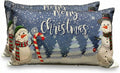 181 Degrees - Snowman Christmas Pillow Covers, Blue Winter Lumbar Cushion Cover (24x14 Inch)