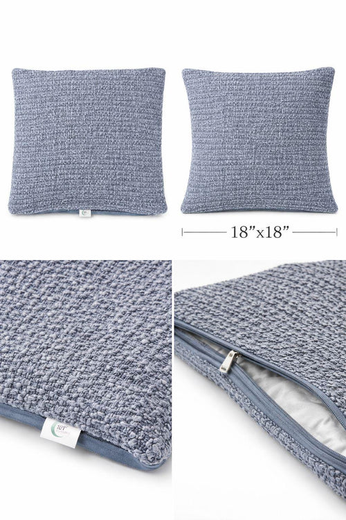 181 Degrees - Blue Gray Textured Chenille Throw Pillow  Cozy Modern Cushion Cover (18x18 Inch)