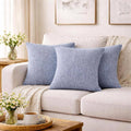 181 Degrees - Blue Gray Textured Chenille Throw Pillow  Cozy Modern Cushion Cover (18x18 Inch)