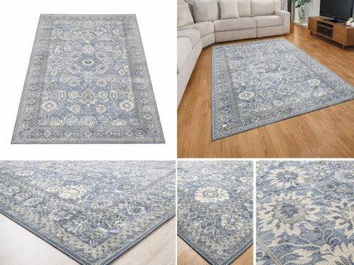 181 Degrees - Vintage Blue Persian Floral Area Rug  Runner Living Room Farmhouse Style