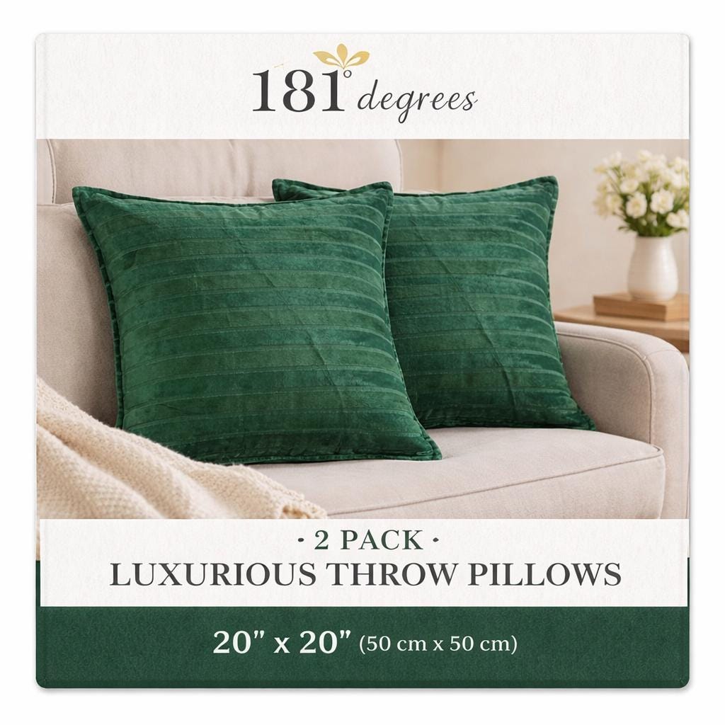 181 Degrees Red Velvet Striped Throw Pillow Covers (2 Pack, 20x20 Inch)