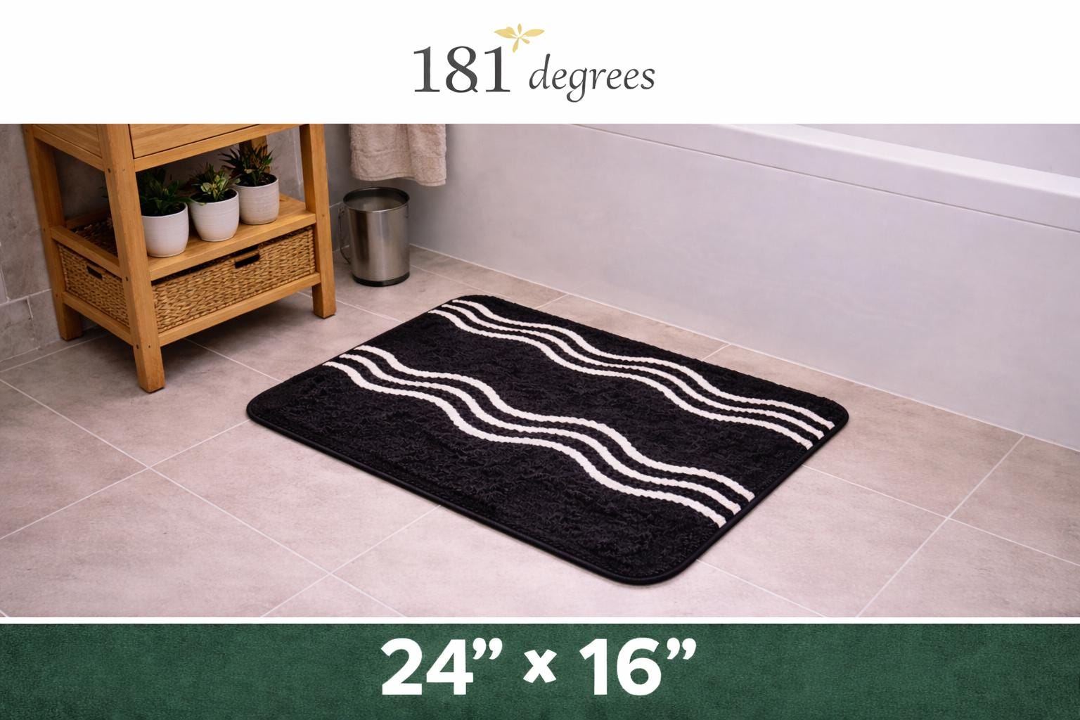 181 Degrees Soft Plush Bath Mat, Absorbent Microfiber Bathroom Rug (24x16 Inch)