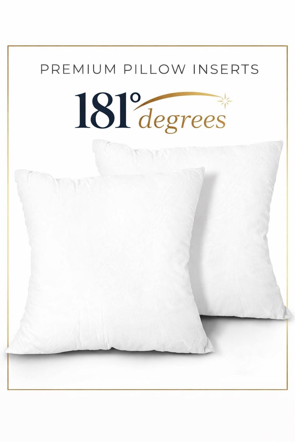 181 Degress - Polyester Pillow Inserts Couch Cushion Sham Stuffer Pack of 2
