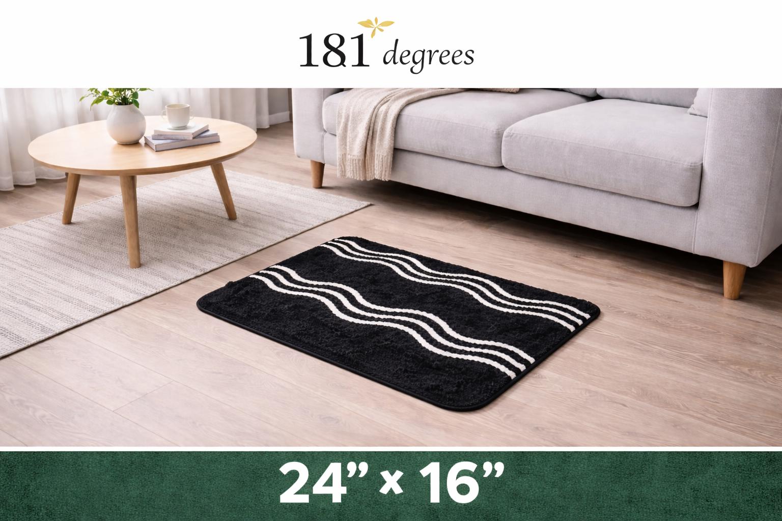 181 Degrees Soft Plush Bath Mat, Absorbent Microfiber Bathroom Rug (24x16 Inch)