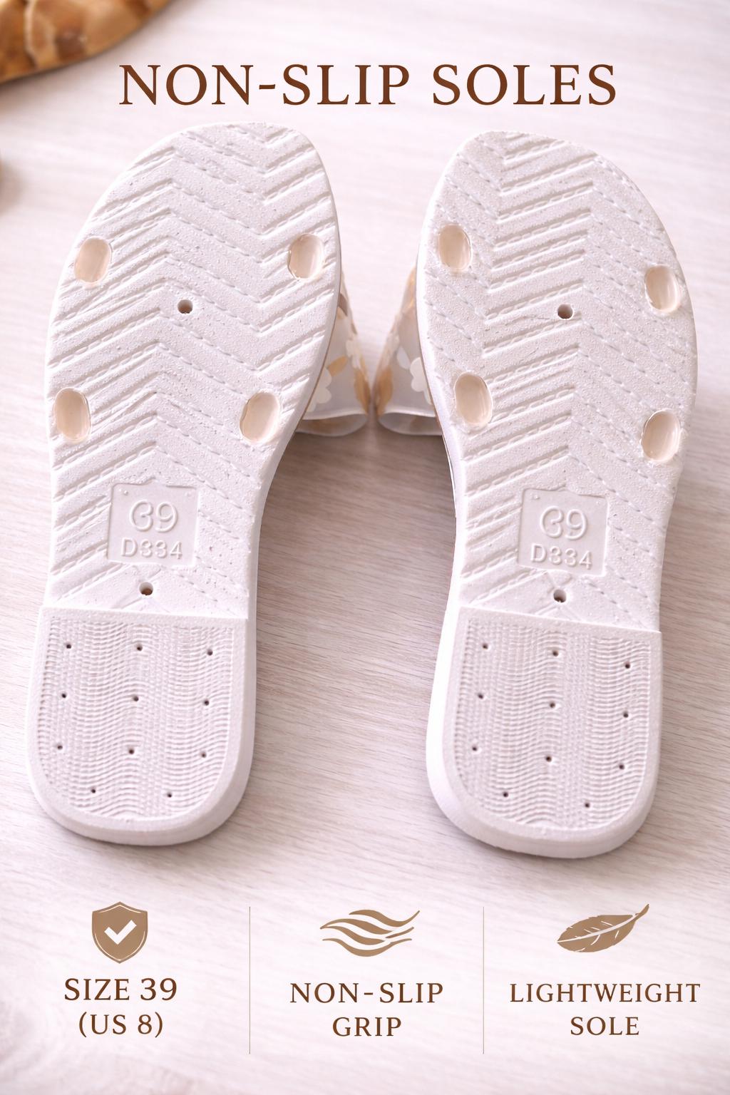 Grey Bow Slide Sandals, Cartoon Bow Slip-On Summer Slides, Casual Beach Slippers